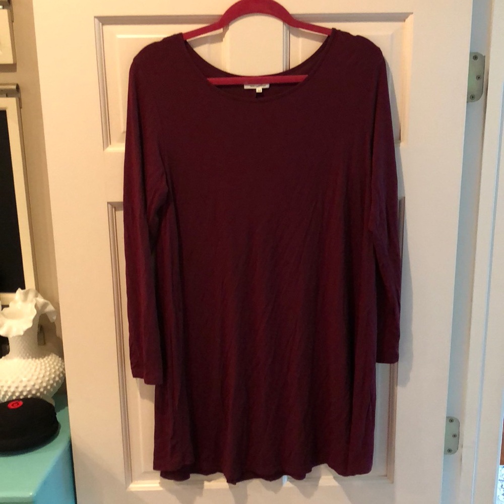 Burgundy Red Long Sleeve Dress